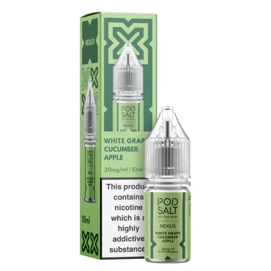 تصویر  Pod Salt Nexus White Grape Cucumber Apple (Pro Green) Nicotine Salt || سالت نیکوتین پاد سالت انگور سفید خیار سیب یخ